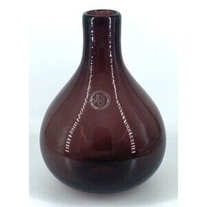 Artisan Glass Vase/Hand Blown/Amethyst/Bulbous Shaped/Margies Garden California